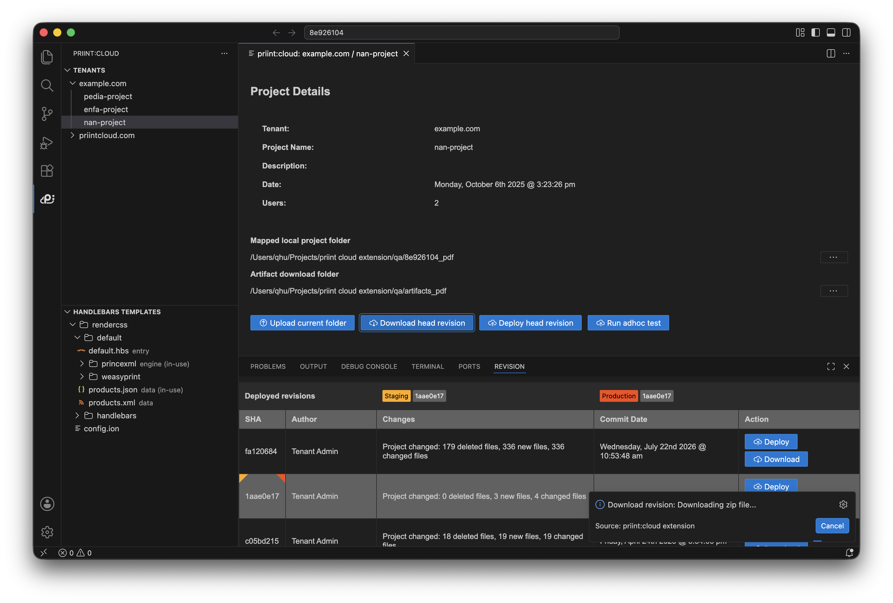 Download progress notification