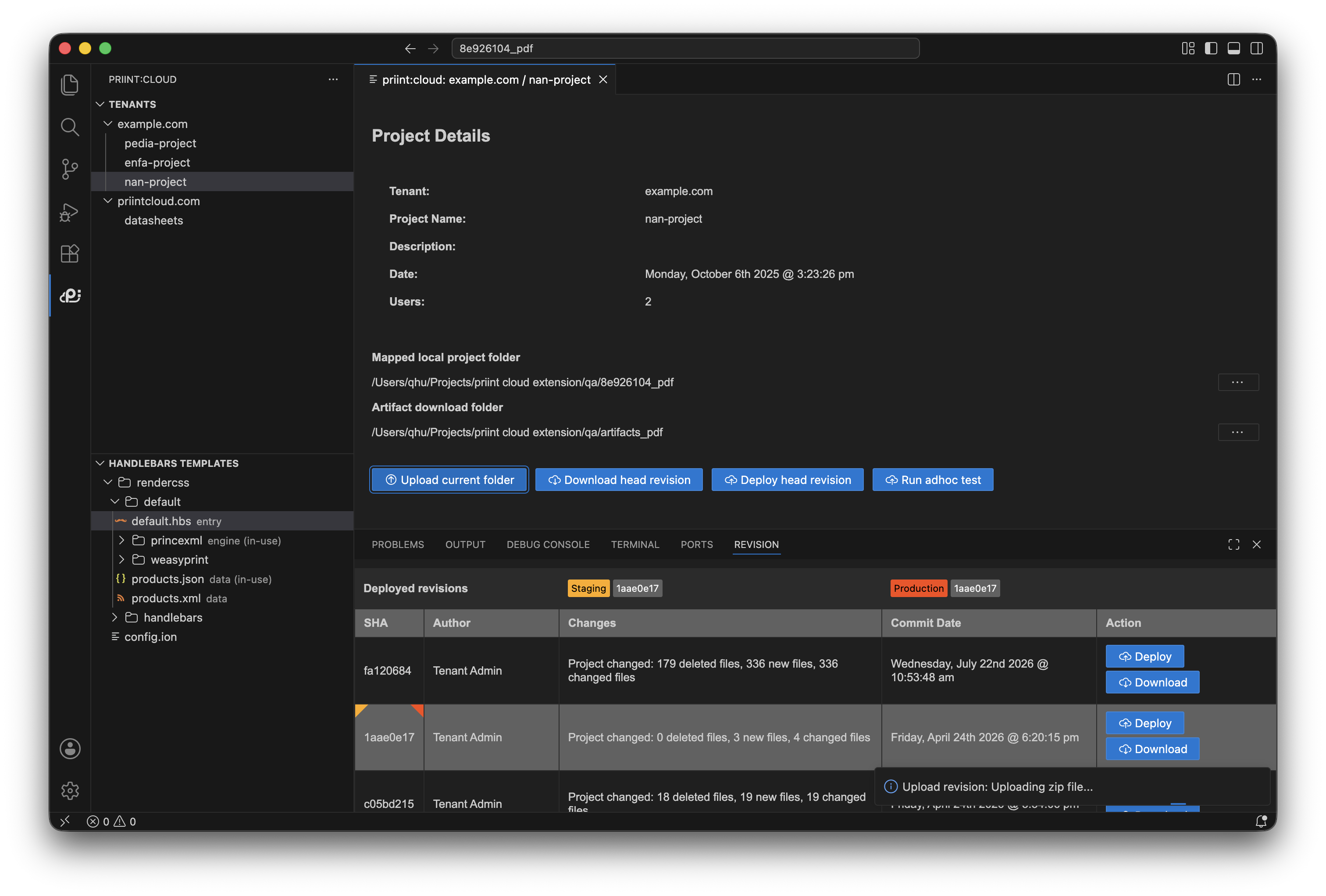 Upload progress notification