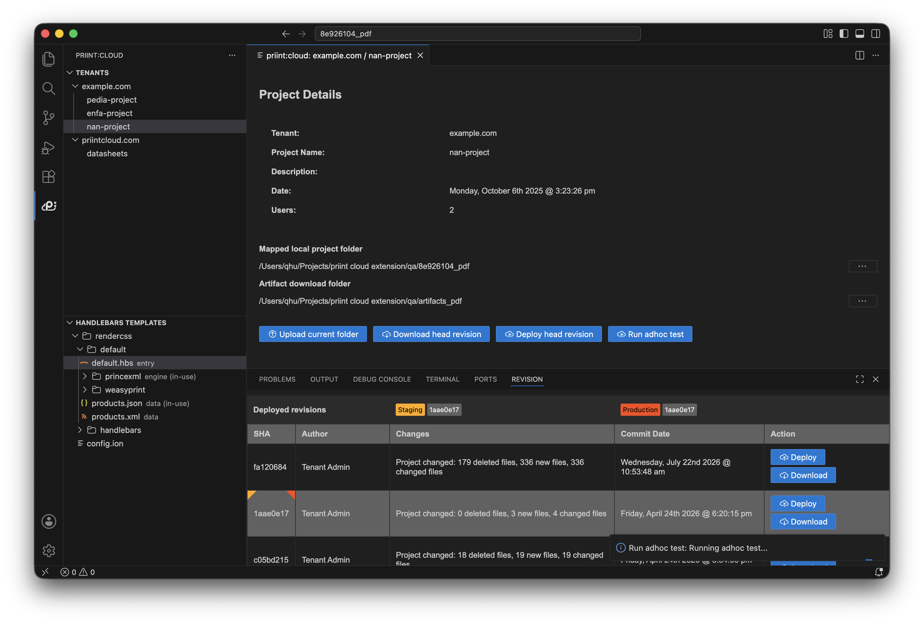 Adhoc deploy notification