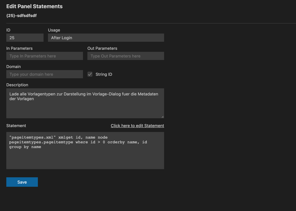 edit statement panel
