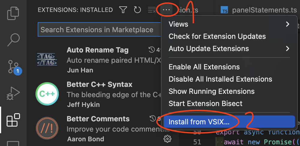 install vsix image